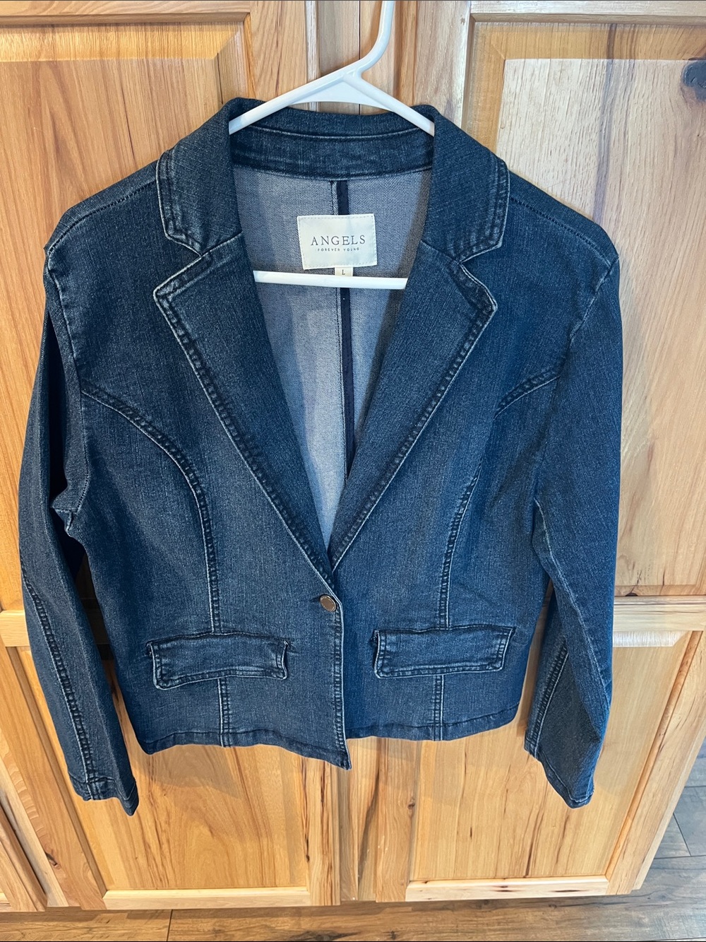 Angels Dark Blue Denim Blazer Jacket NWOT, size L